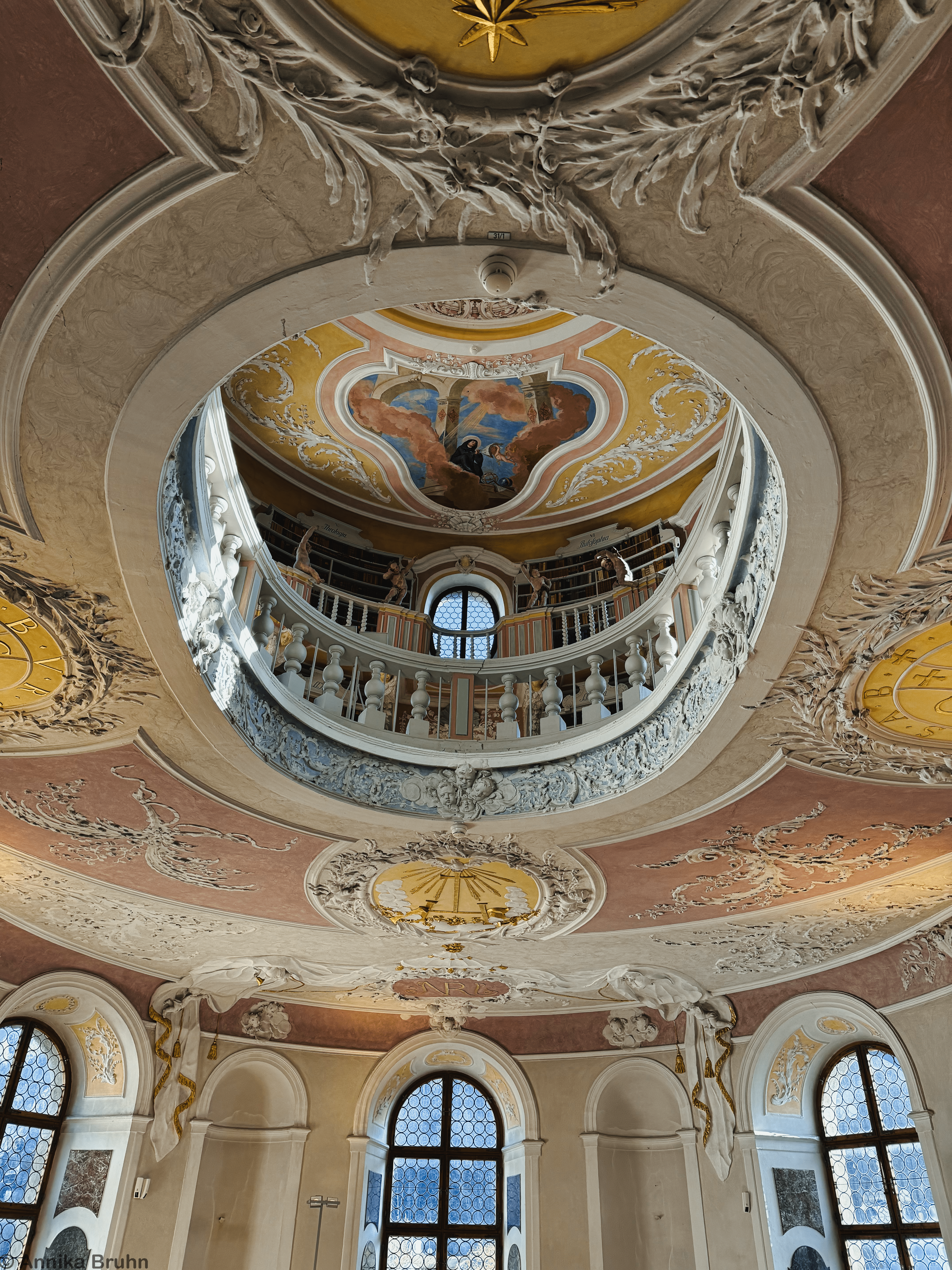 Blick hoch in die Bibliothek